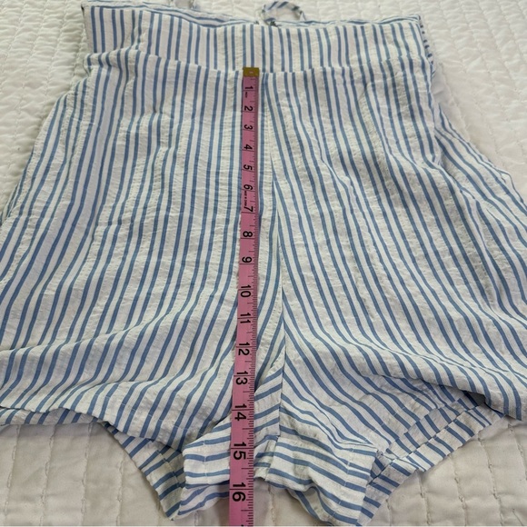 NWT Cupshe Marigold Blosson Blue and White Striped Romper - Picture 7 of 15